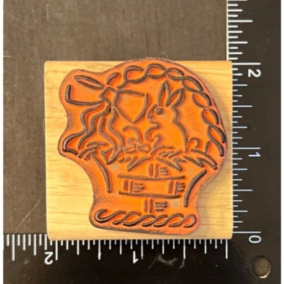 Easter Basket Wood Mounted Rubber Stamp Canadian Maple Collections STPx4008 - Picture 2 of 4